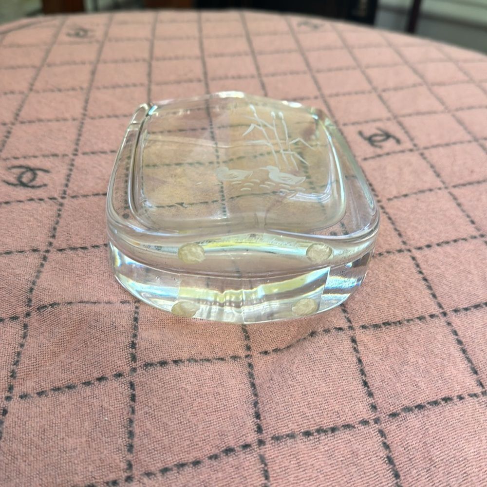 Vintage Signed Kosta Boda Edenfalk Crystal 5” Vase Etched Ducks *Made In Sweden* - Picture 6 of 7